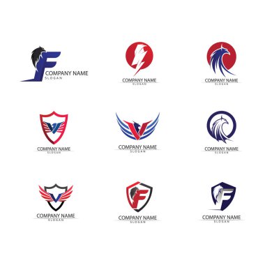 Şahin Kartalı Kuş Logo Şablonu vektör simgesi