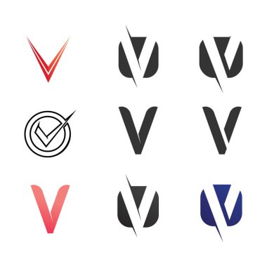 V Harfi Logo Şablonu vektör resimleme
