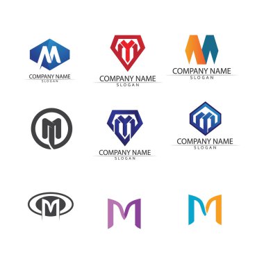 M harfi logo tasarımı vektör kimlik simgesi işareti 