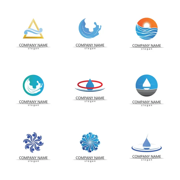 Dalga Logosu Izole Edilmiş Yuvarlak Logo Mavi Renk Logoti Akan — Stok Vektör