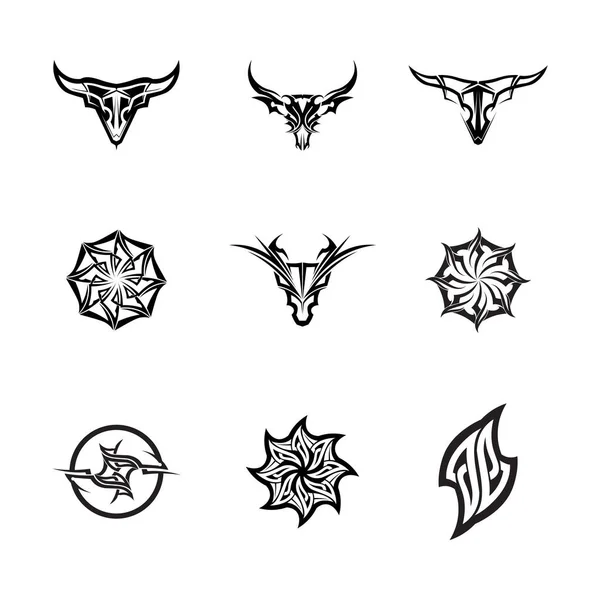 Czarny Plemienny Wektor Logo Projekt Ikona Znak Plemienny — Wektor stockowy