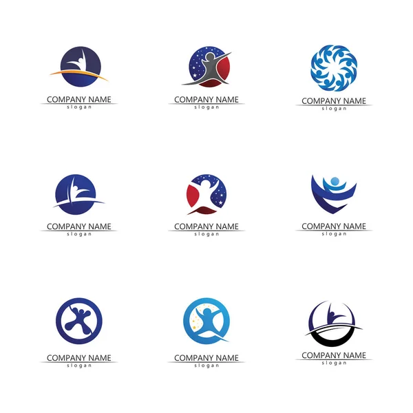 People Icon Çalışma Grubu Vektör Logo Illüstrasyon Tasarımı — Stok Vektör