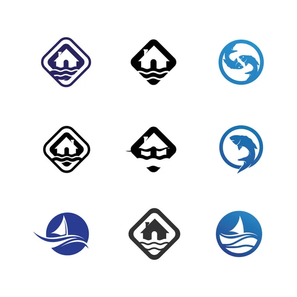 Dalga Damlası Logo Şablonu Vektör Çizimi Tasarımı — Stok Vektör