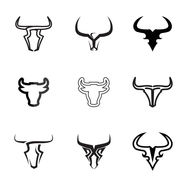 Bull Chifre Logotipo Ícone Modelo Aplicativo Ícones —  Vetores de Stock