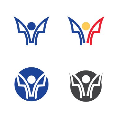 Soyut insanlar logo tasarımı. Eğlenceli insanlar, sağlıklı insanlar, spor, toplum insanları vektör illüstrasyonunu sembolize ediyor.