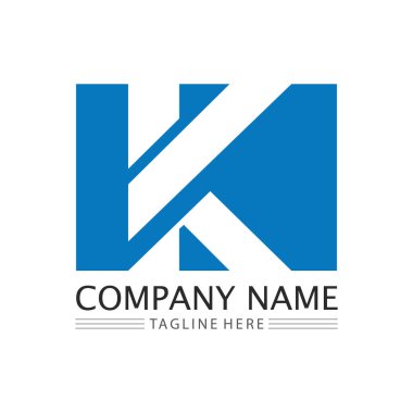  K harfi logo tasarım şablonu. Ticari finans logosu için grafiksel alfabe sembolü. Şirket İş Kimliği için Grafik Alfabesi Sembolü.