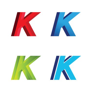  K harfi logo tasarım şablonu. Ticari finans logosu için grafiksel alfabe sembolü. Şirket İş Kimliği için Grafik Alfabesi Sembolü.