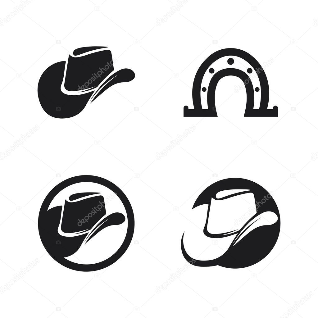 Cowboy hat logo images icon vector and design template