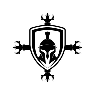 Spartalı ve gladyatör logo simgesi vektör dizayn etti