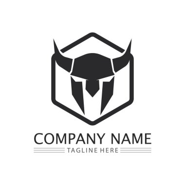 Spartalı ve gladyatör logo simgesi vektör dizayn etti