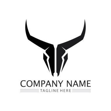 Bull horn logo and cow buffalo  symbol template icons app