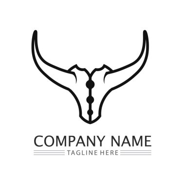 Bull logo and horn symbols cow vector template icons app