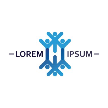 Soyut insanlar logo tasarımı. Eğlenceli insanlar, sağlıklı insanlar, spor, toplum insanları vektör illüstrasyonunu sembolize ediyor.