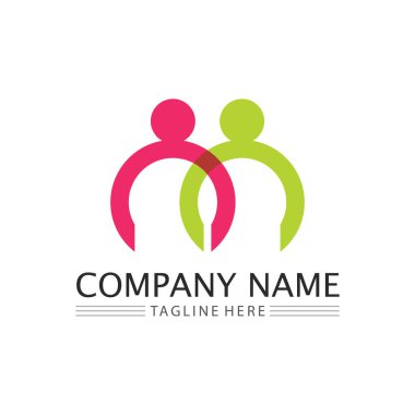 Soyut insanlar logo tasarımı. Eğlenceli insanlar, sağlıklı insanlar, spor, toplum insanları vektör illüstrasyonunu sembolize ediyor.