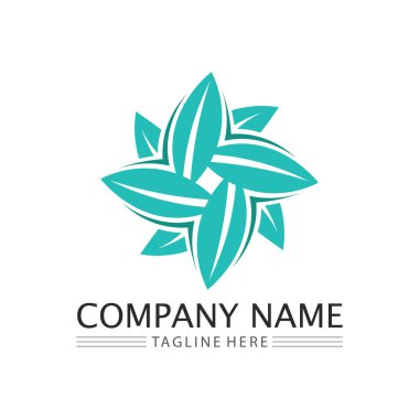 Doğa sembolü şablonu için yaprak logosu tasarım vektörü düzenlenebilir, Yeşil yapraklı logo ekoloji doğa element vektörü simgesi