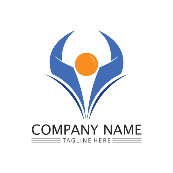 Gruppo Lavoro Della Comunità People Icon Logo Vettoriale Illustrazione Design — Vettoriale Stock