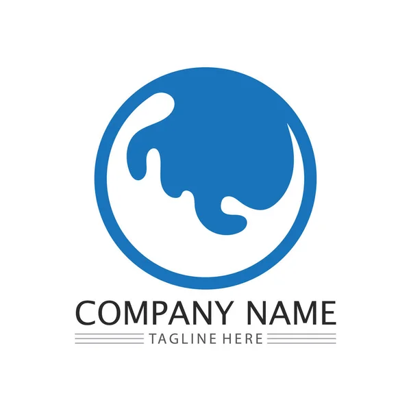 Hullám Víz Izolált Kerek Alakú Logó Kék Színű Logotípus Folyó — Stock Vector