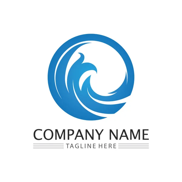 Hullám Víz Izolált Kerek Alakú Logó Kék Színű Logotípus Folyó — Stock Vector