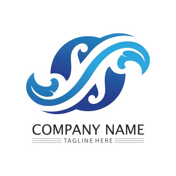 Хвиля Вода Ізольований Логотип Круглої Форми Синій Колір Логотипу Протікає — стоковий вектор