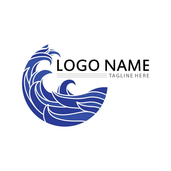Vlna Voda Izolované Kulaté Logo Modrá Barva Logotyp Flowing Water — Stockový vektor