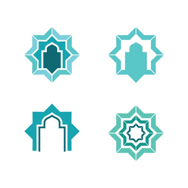 Islámské Ikony Ramadhan Logo Design Vektorové Grafické Znamení — Stockový vektor