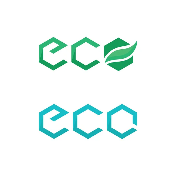 Eco Energy Vector Logo Mit Blattsymbol Grüne Farbe Mit Blitz — Stockvektor