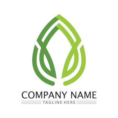 Yeşil ağaç yaprağı ekoloji doğa elementi vektörü logoları