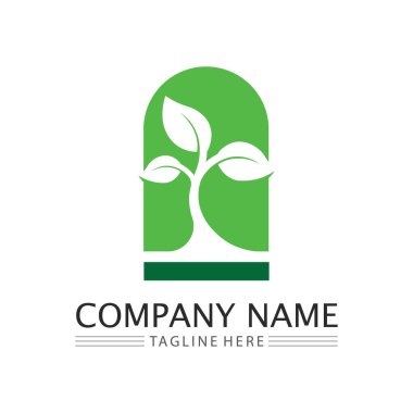 Yeşil ağaç yaprağı ekoloji doğa elementi vektörü logoları
