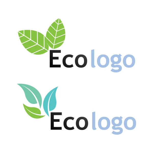 Eco Energy Vector Logo Leaf Symbol Green Color Flash Thunder — Stock Vector