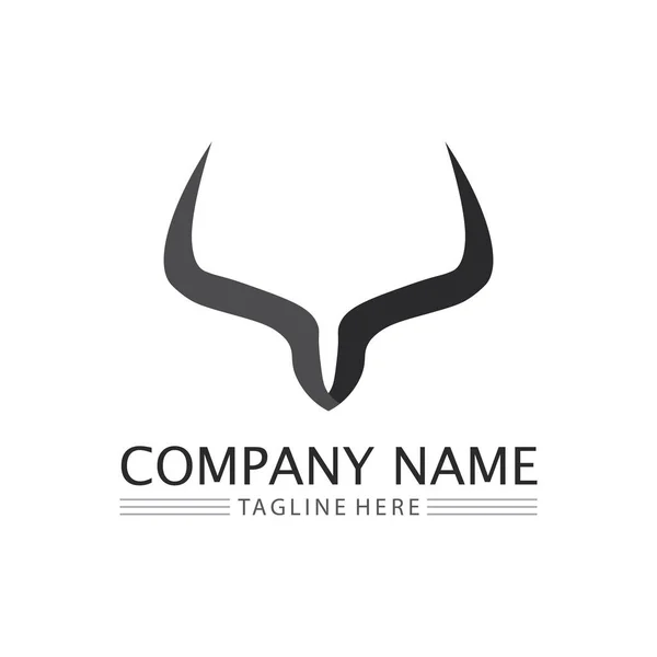 Bull Cow Horn Logo Symbol Template Icons App — Stockový vektor