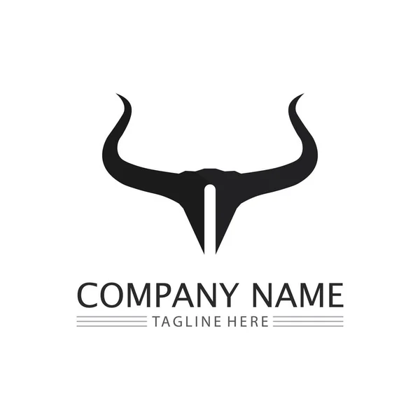 Bull Cow Horn Logo Symbol Template Icons App — Stock Vector
