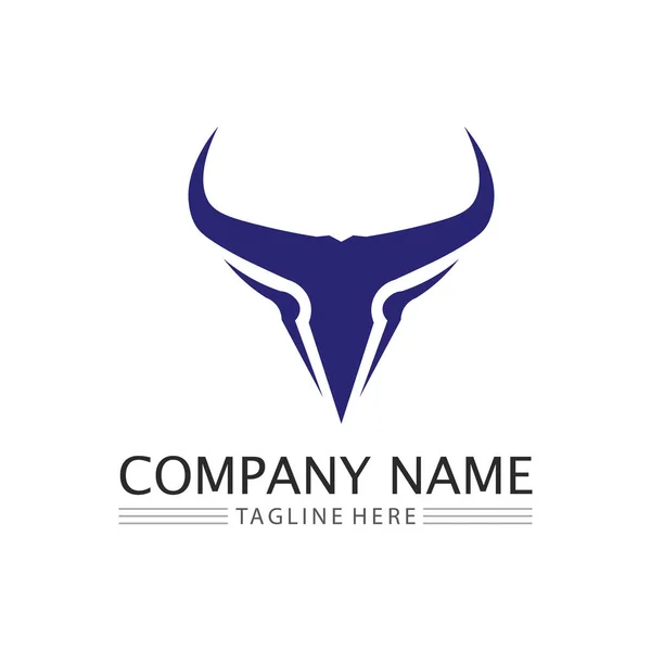 Bull Cow Horn Logo Simbolo Modello Icone App — Vettoriale Stock