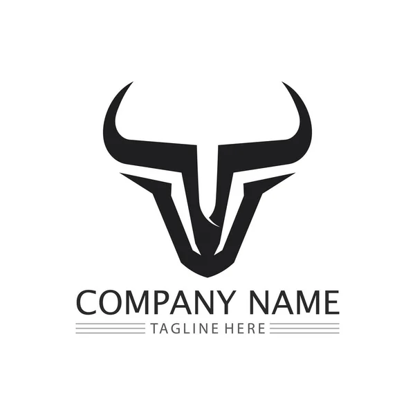 Bull Och Buffel Horn Logotyp Och Symbol Mall Ikoner App — Stock vektor