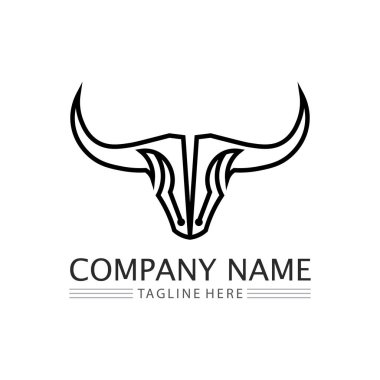 Boğa boynuzu ineği ve bufalo logosu ve sembol simge simgeleri uygulaması