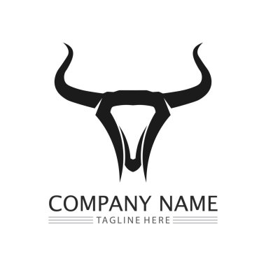 Boğa boynuzu ineği ve bufalo logosu ve sembol simge simgeleri uygulaması