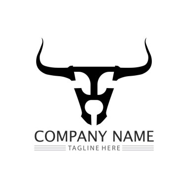 Boğa boynuzu ineği ve bufalo logosu ve sembol simge simgeleri uygulaması