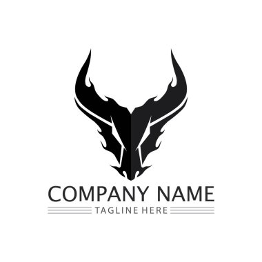 Boğa boynuzu ineği ve bufalo logosu ve sembol simge simgeleri uygulaması
