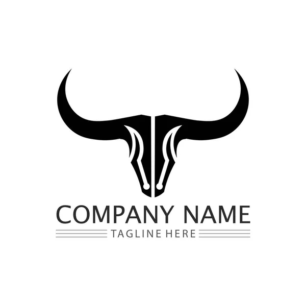 Bull Horn Och Buffel Logotyp Och Symbol Mall Ikoner App — Stock vektor