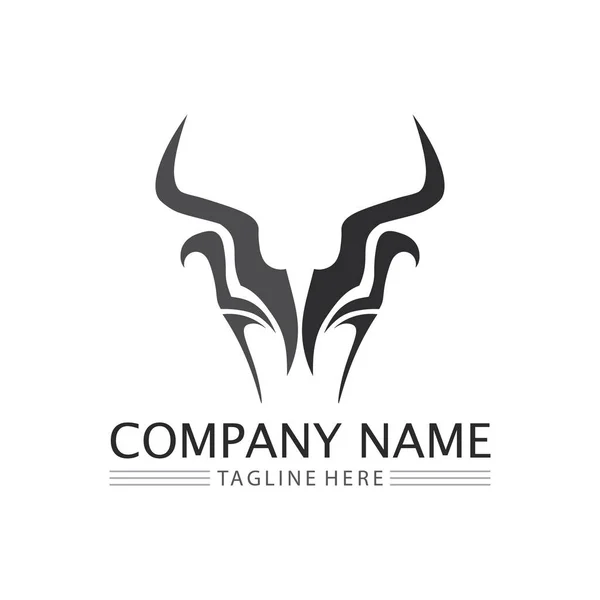 Bull Horn Cow Buffalo Logo Symbol Template Icons App — Stock Vector