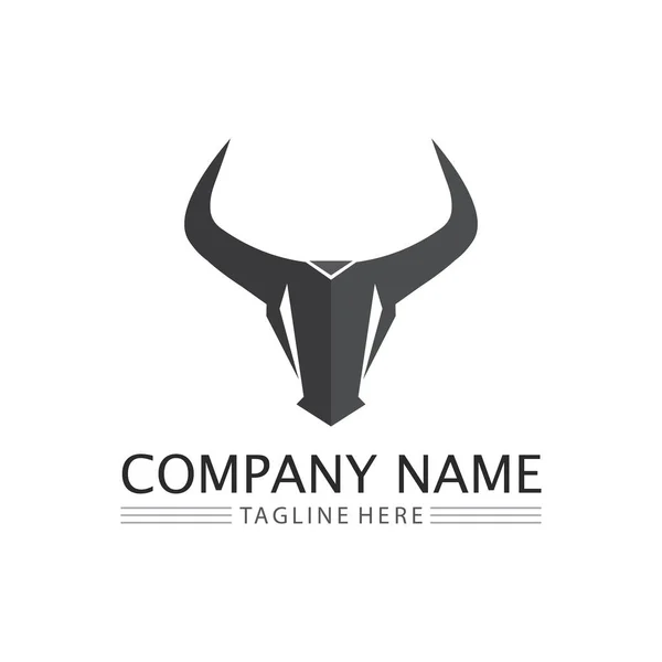 Bull Chifre Vaca Búfalo Logotipo Símbolo Modelo Ícones App — Vetor de Stock