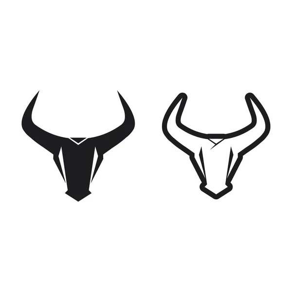 Bull Corno Mucca Bufalo Logo Simbolo Modello Icone App — Vettoriale Stock