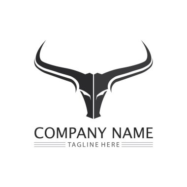 Boğa logosu ve inek, Bufalo hayvan sembolleri vektör şablon uygulaması