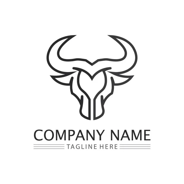 Bull Logo Corne Vache Buffalo Symboles Animaux Vectoriel Modèle Icônes — Image vectorielle