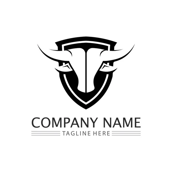 Bull Logo Corne Vache Buffalo Symboles Animaux Vectoriel Modèle Icônes — Image vectorielle