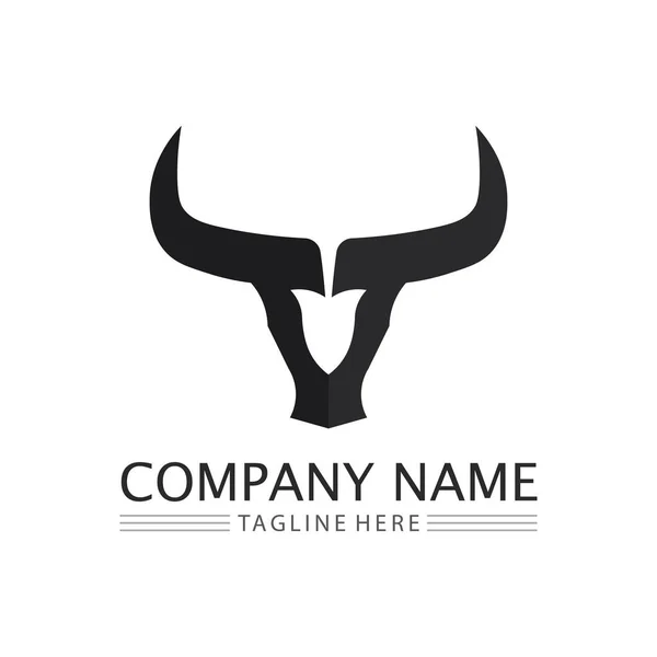 Bull Logo Rohu Kráva Buffalo Zvířecí Symboly Vektorové Šablony Ikony — Stockový vektor