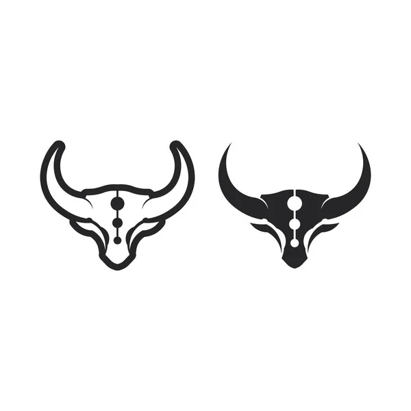Bull Logotyp Horn Och Buffalo Djur Symboler Vektor Mall Ikoner — Stock vektor