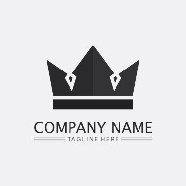 Crown Logosu ve Kraliçesi, kral logosu Şablon vektör çizimi