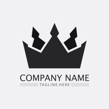 Crown Logosu ve Kraliçesi, kral logosu Şablon vektör çizimi