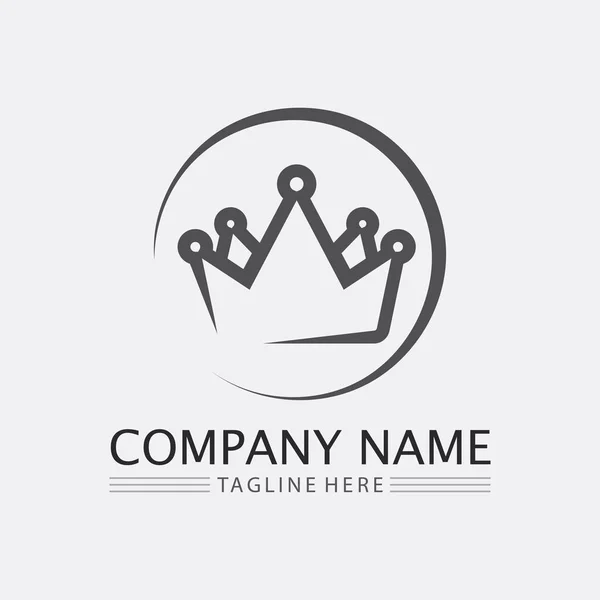 Kroon Logo Koningin Koning Logo Ontwerptemplate Vector Illustratie — Stockvector