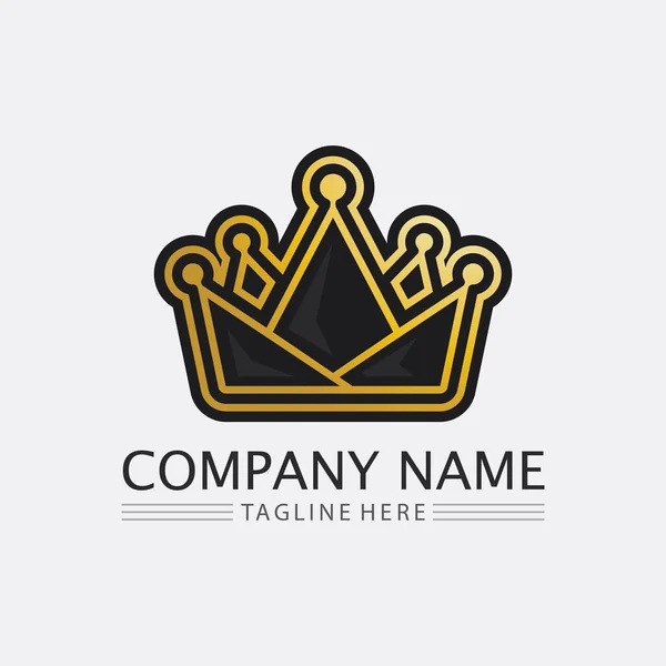 Couronne Logo Reine Roi Logo Designmodèle Vectoriel Illustration — Image vectorielle